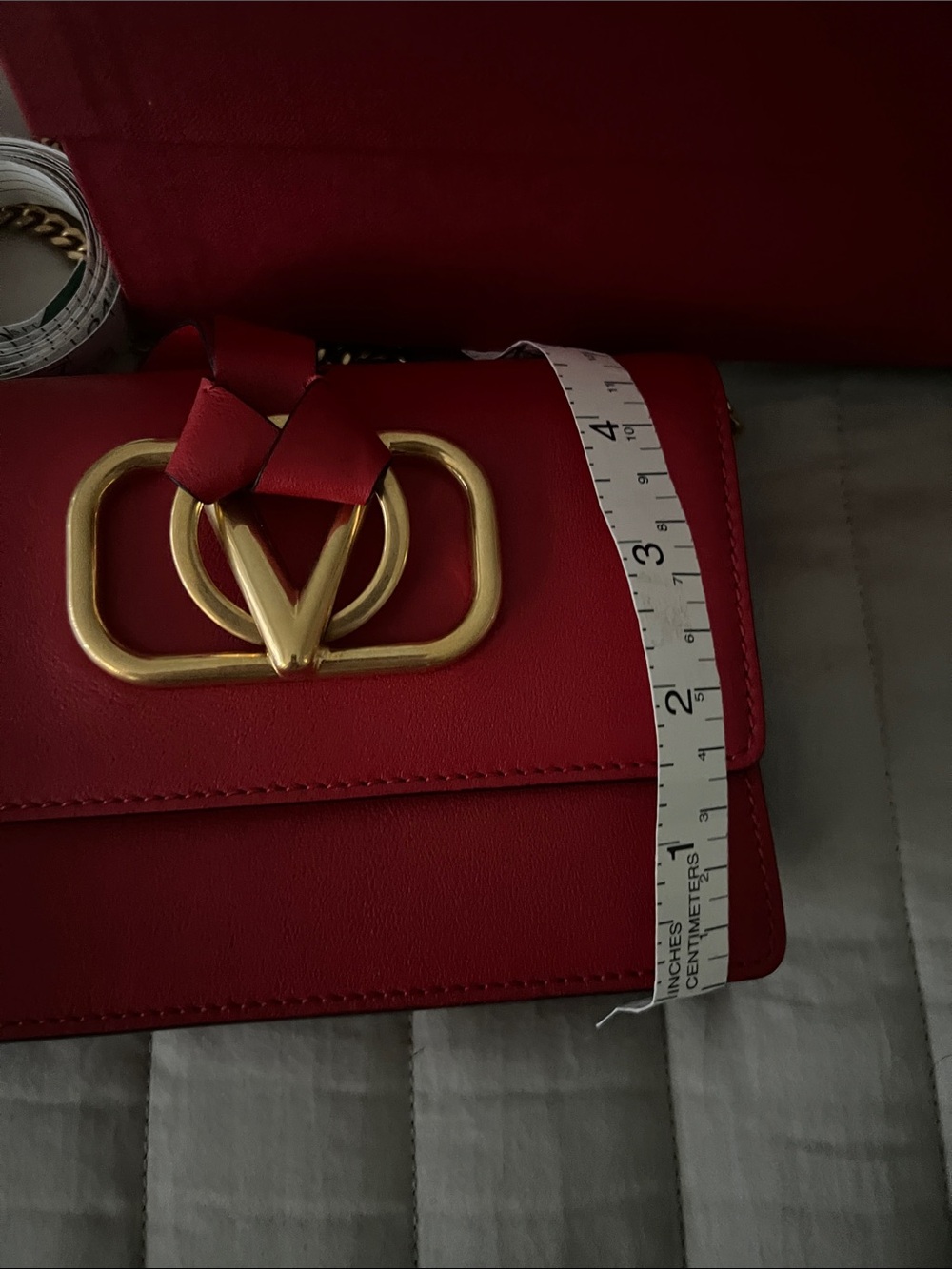 Valentino Red Mini VLogo Shoulder Bag with Gold Hardware - Picture 10 of 16